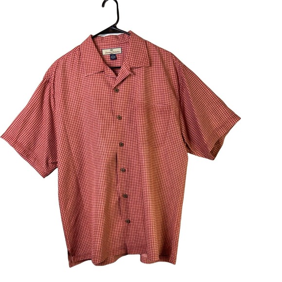 Tommy Bahama‎ Silk Shirt Salmon Pink Button Up Short Sleeve Mens Medium - Picture 1 of 4